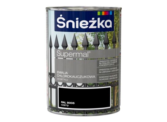 Emalia chlorokauczukowa Supermal czarna 900 ml Śnieżka