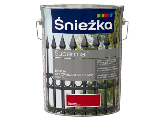 Emalia chlorokauczukowa Supermal czerwony jasny 5 l Śnieżka 