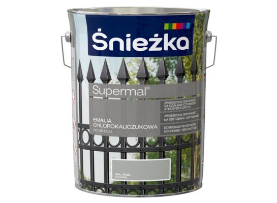 Emalia chlorokauczukowa Supermal popielata 5 l Śnieżka