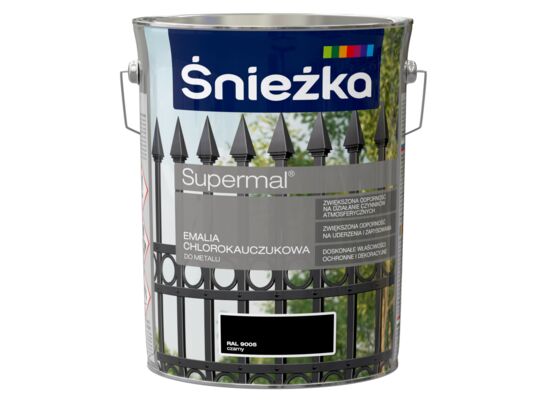 Emalia chlorokauczukowa Supermal czarna 5 l Śnieżka