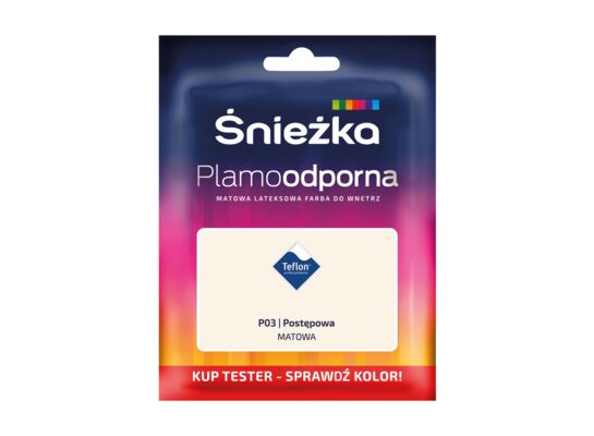 Farba lateksowa Plamoodporna  TESTER postępowa P03 30 ml Śnieżka 