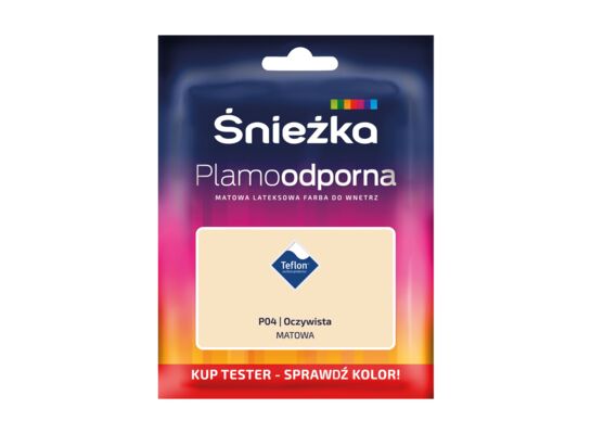 Farba lateksowa Plamoodporna  TESTER oczywista P04 30 ml Śnieżka 