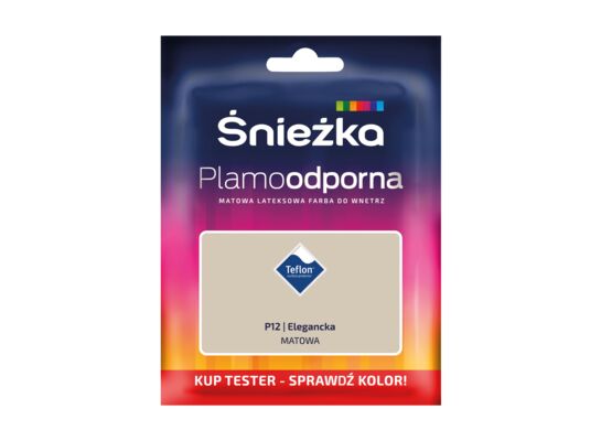 Farba lateksowa Plamoodporna TESTER elegancka P12 30 ml Śnieżka