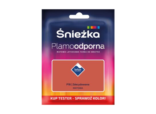 Farba lateksowa Plamoodporna  TESTER zdecydowana P18 30 ml Śnieżka 
