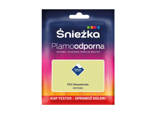 Farba lateksowa Plamoodporna TESTER nowatorska P33 30 ml Śnieżka