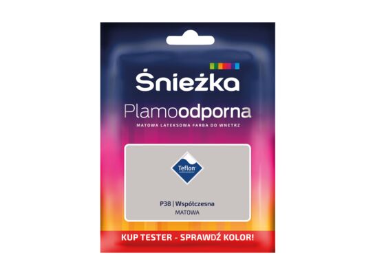 Farba lateksowa Plamoodporna TESTER współczesna P38 30 ml Śnieżka