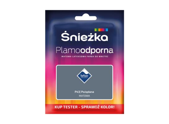 Farba lateksowa Plamoodporna  TESTER pożądana P43 30 ml Śnieżka 