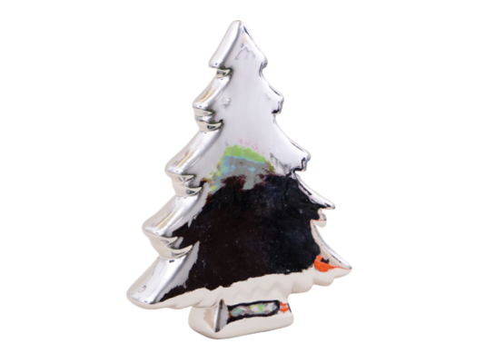 Dekoracja ceramiczna Choinka 
srebrna 20,5 cm