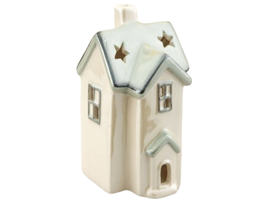 Figurka ceramiczna domek podświetlany 9 x 9 x 13 cm mix
