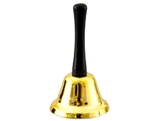 Dzwonek Świętego Mikołaja plastikowy 13 cm złoty