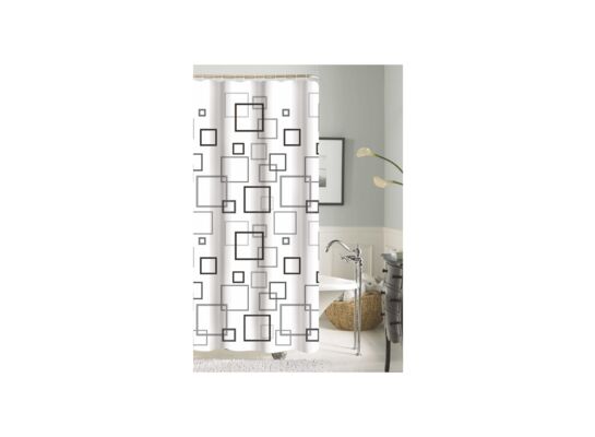 Zasłonka poliester 180 x 180 cm biało-czarna