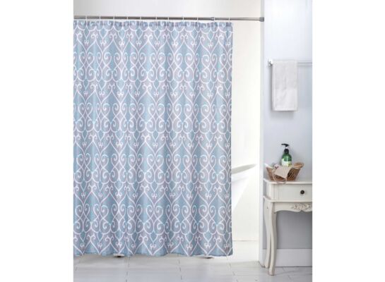 Zasłonka poliester 180 x 180 cm szaro-niebieska