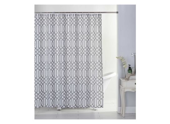 Zasłonka poliester 180 x 180 cm biało-szara