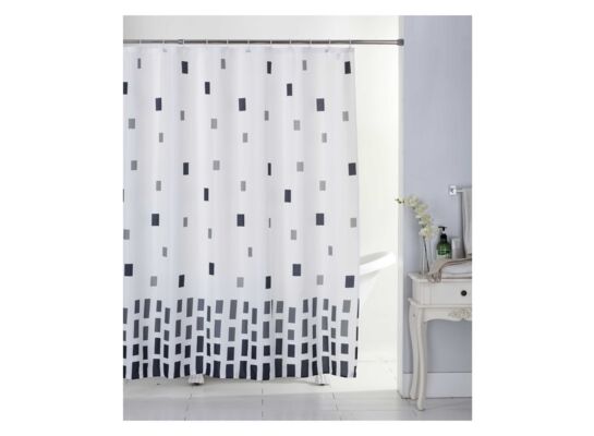 Zasłonka poliester 180 x 180 cm biało-czarna