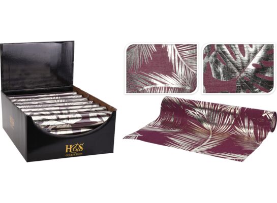 Materiał dekoracyjny burgund z szampańskim nadrukiem 28 x 270 cm mix