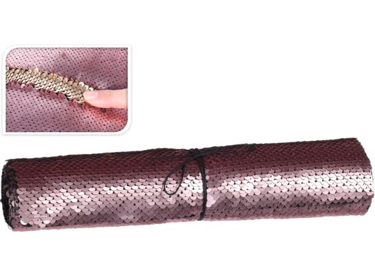 Materiał dekoracyjny duo cekiny różowy / złoty 25 x 125 cm