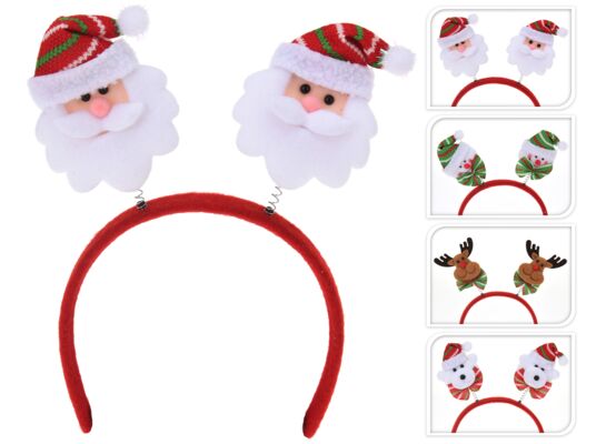 Opaska świąteczna z dekoracją na sprężynie mix 