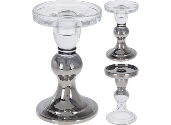 Świecznik szkło 13,5 x 8,5 cm mix