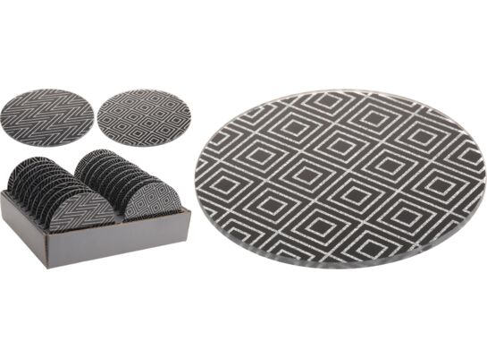 Podstawka pod świece czarny ze srebrnym brokatem mix 0,3 x 15 cm