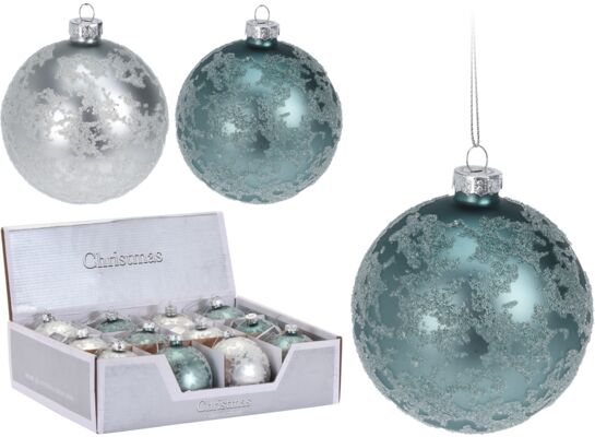 Bombka szklana dekorowana 8 cm mix