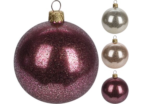 Bombka gładka ze zdobieniem kropli deszczu 8 cm mix