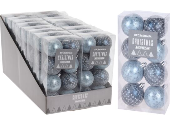 Bombka plastikowa granatowo-niebieska 5 cm 8 sztuk mix