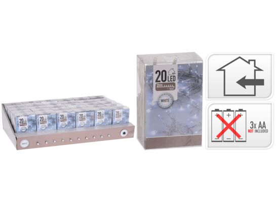 Lampki choinkowe LED 20 zimny biały