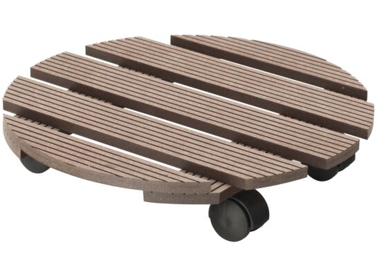 Podstawka z kompozytu na kółkach okrągła brąz