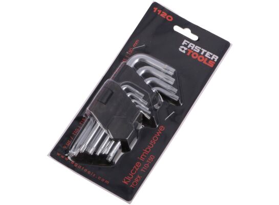 Klucze imbusowe TORX z otworem 9 sztuk FASTER TOOLS