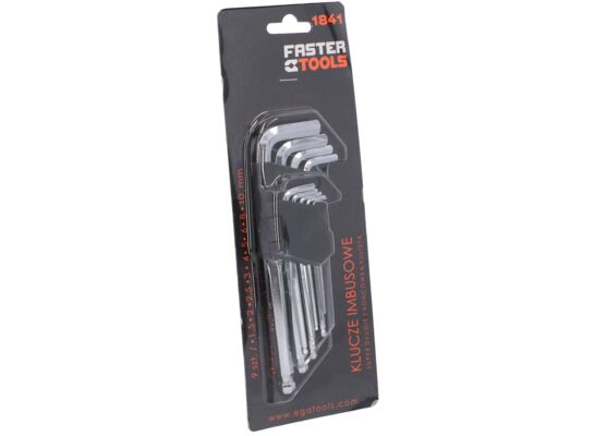 Klucze imbusowe długie z kulką 9 sztuk FASTER TOOLS