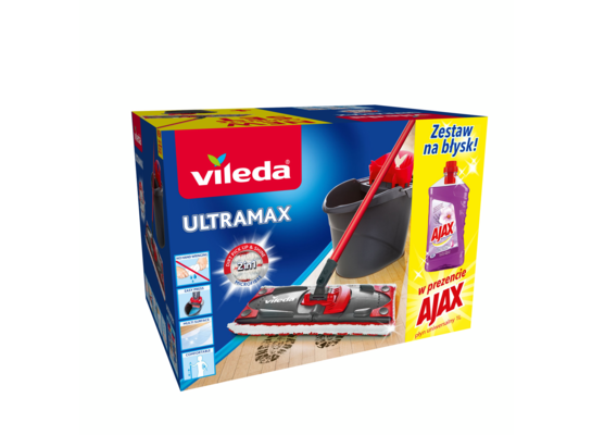Zestaw mop + wiadro Ultramax z uniwersalnym płynem Ajax Vileda