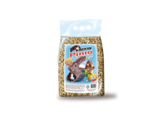 Podłoże higieniczne dla kotów, chomików, świnek morskich, królików, szynszyli oraz ptaków Drzewne Niezbrylające Light 10 l Super Pinio