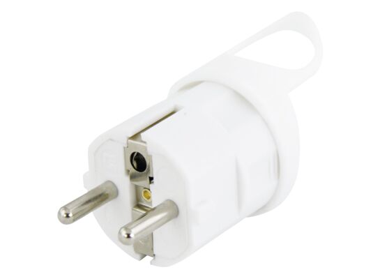 Wtyczka kątowa z uchwytem biała