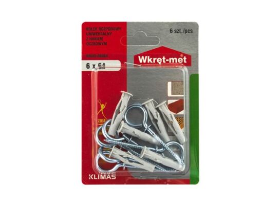 Kołek uniwersalny z hakiem oczkowym 6,0 x 35 Wkręt-met