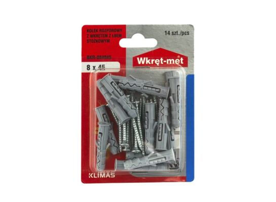 Kołek rozporowy z wkrętem z łbem stożkowym 8,0 x 40 Wkręt-met