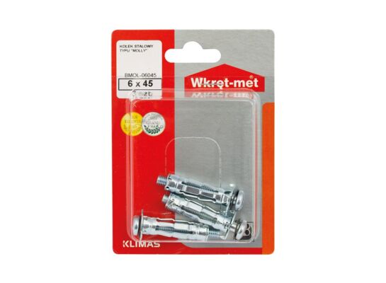Kołek stalowy typu "molly" M6 x 45 Wkręt-met