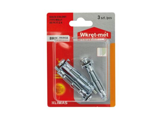 Kołek stalowy typu "molly" M6 x 58 Wkręt-met