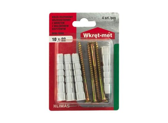 Kołek uniwersalny 10 x 60 z wkrętem z łbem stożkowym 6 x 80 Wkręt-met