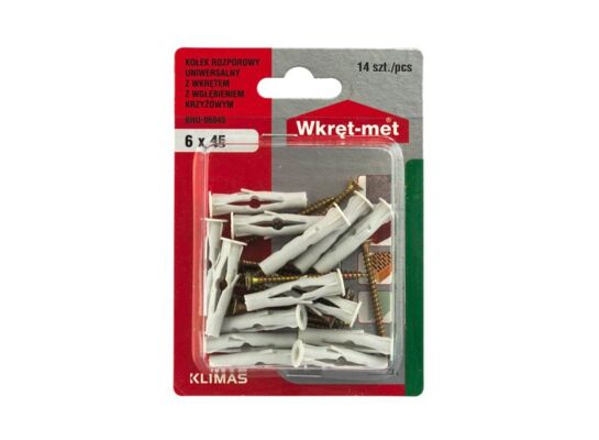 Kołek uniwersalny 6,0 x 35 z wkrętem z łbem stożkowym 3,5 x 45 Wkręt-met