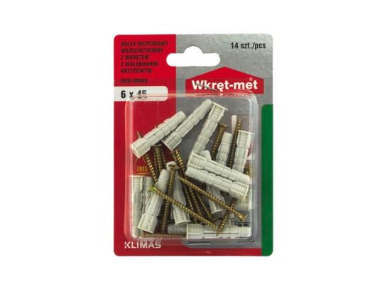 Kołek uniwersalny 6,0 x 35 z wkrętem z łbem stożkowym 3,5 x 45 Wkręt-met