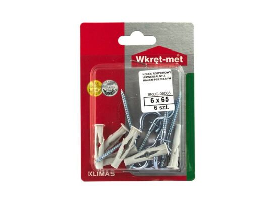 Kołek uniwersalny z hakiem półpełnym 6,0 x 35 Wkręt-met