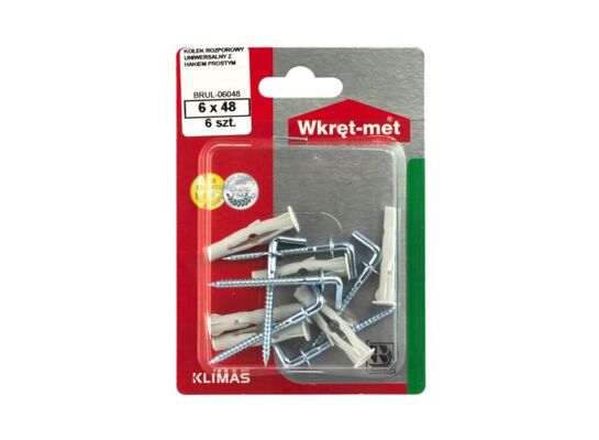 Kołek uniwersalny z hakiem prostym 6,0 x 35 Wkręt-met