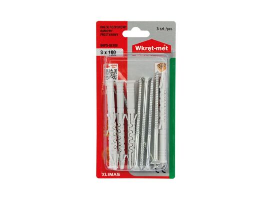 Kołek ramowy rozporowy z wkrętem z łbem stożkowym 8,0 x 100 Wkręt-met