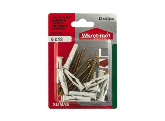 Kołek uniwersalny 6,0 x 35 z wkrętem z łbem stożkowym 3,5 x 60 Wkręt-met