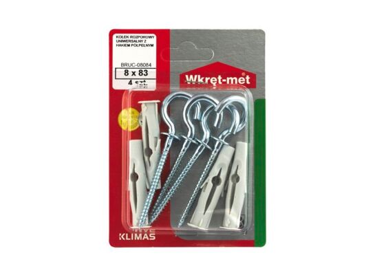 Kołek uniwersalny z hakiem półpełnym 8,0 x 50 Wkręt-met