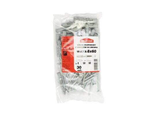 Kołek rozporowy 8,0 x 50 z wkrętem z łbem stożkowym 5 x 60 Wkręt-met