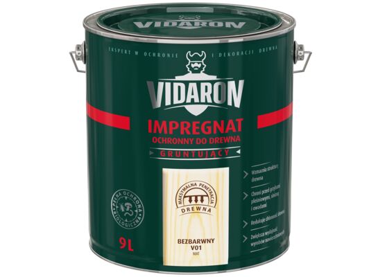Impregnat Ochronny do drewna Gruntujący bezbarwny 9l VIDARON