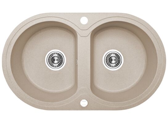 Zlewozmywak Dafne wpuszczany 2-komorowy 47 x 78 cm beż Laveo