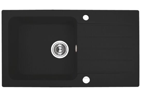 Zlewozmywak  Borneo wpuszczany 1-komorowy z ociekaczem 44 x 78 cm czarny Laveo