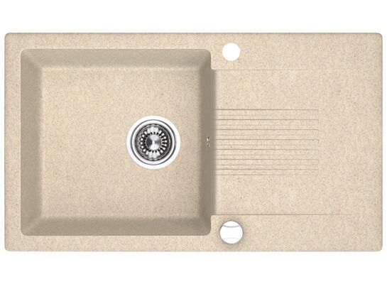 Zlewozmywak Celia wpuszczany 1-komorowy z ociekaczem 44 x 76 cm beż Laveo